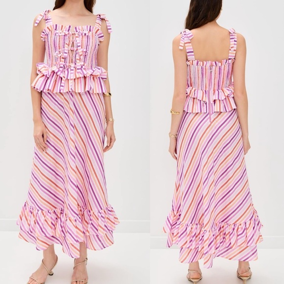 CeliaB Dresses & Skirts - CeliaB Paula Striped Maxi Dress Pink Purple Orange White M NWT